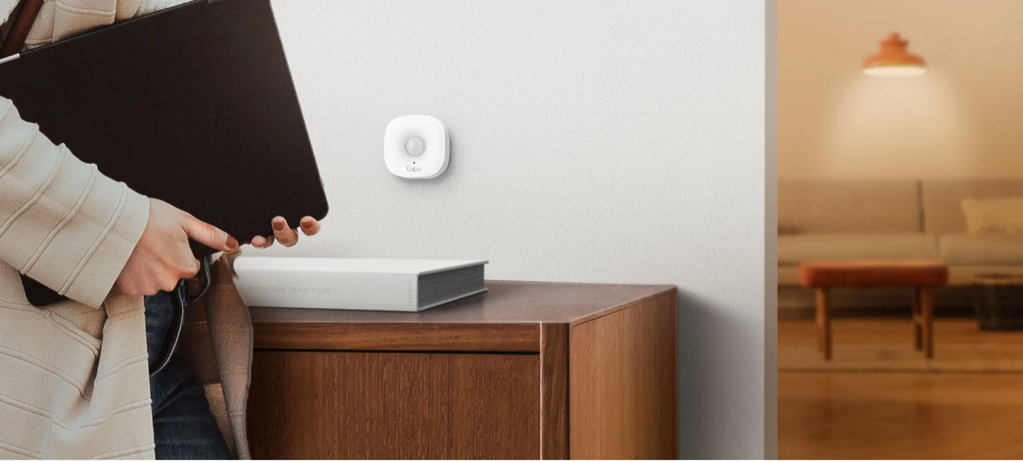 Sensor de movimiento Tapo T100. Automatiza luces y alarmas, recibe notificaciones en tiempo real. Compatible con Hub Tapo H100. ¡Compra ahora!