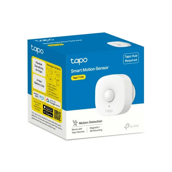 Sensor de movimiento Tapo T100. Automatiza luces y alarmas, recibe notificaciones en tiempo real. Compatible con Hub Tapo H100. ¡Compra ahora!