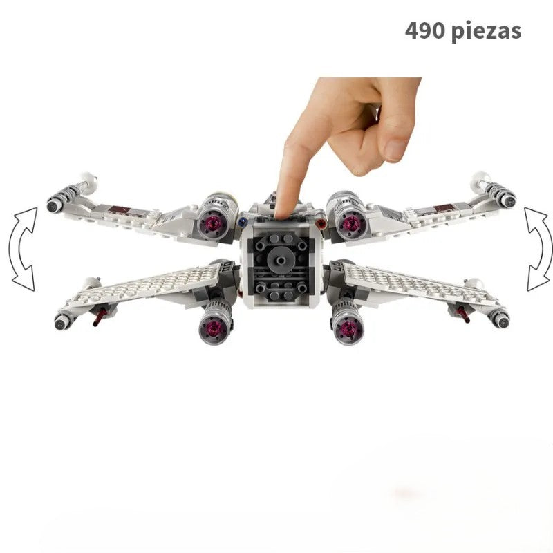 Construye la X-Wing White de Luke Skywalker con este set de 490 piezas de Space Wars. Incluye manual de armado. Ideal para coleccionistas y fans de Star Wars.