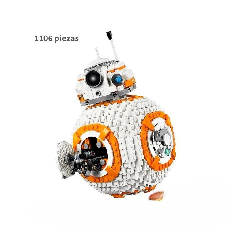Construye a BB-8 con este set de 1106 piezas de Space Wars. Ideal para coleccionistas, decoración geek y fans de Star Wars. Material ABS de alta calidad.