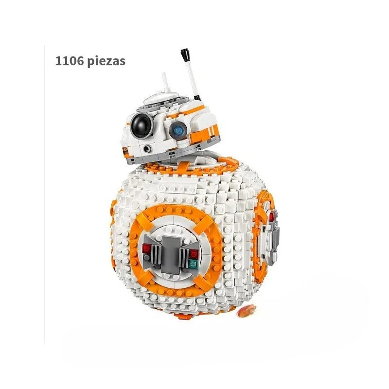 Construye a BB-8 con este set de 1106 piezas de Space Wars. Ideal para coleccionistas, decoración geek y fans de Star Wars. Material ABS de alta calidad.