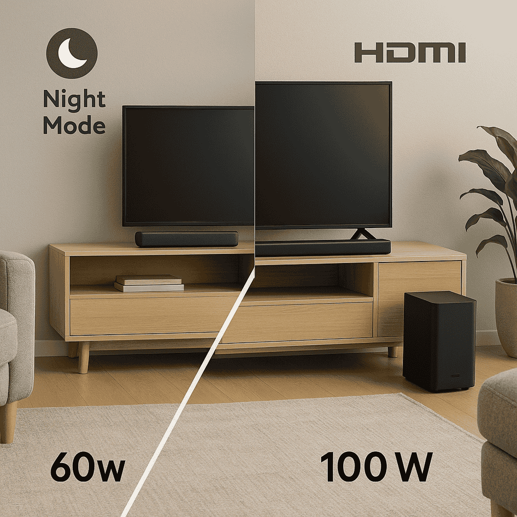 ¿Barra de sonido de 60W o 100W? Cómo elegir sin equivocarte (Perú 2025)