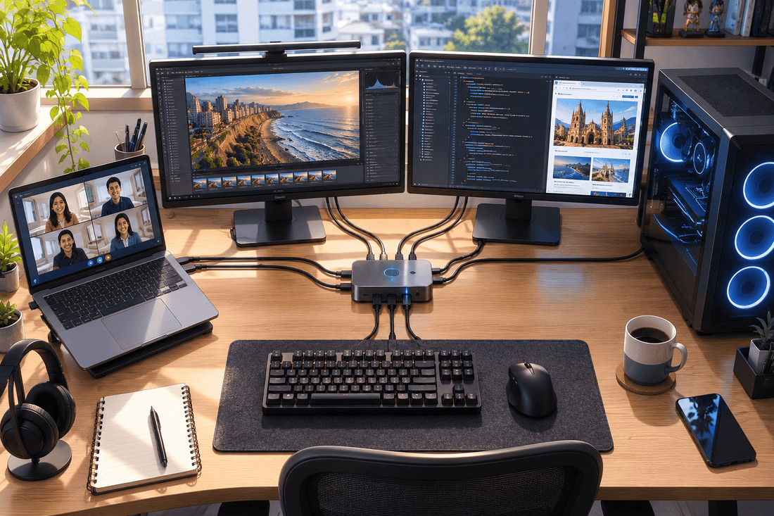 ¿Cómo usar 2 computadoras con un solo monitor, teclado y mouse? La magia del KVM
