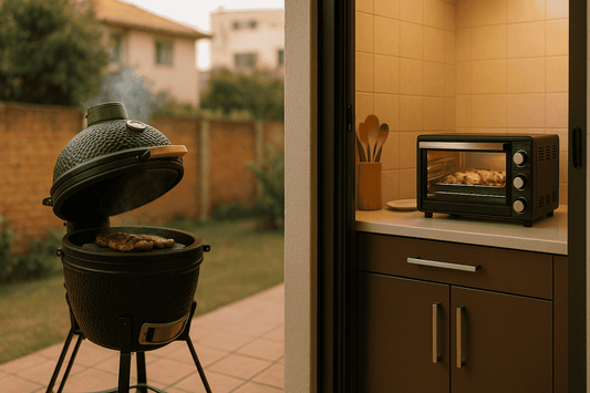 Compara el kamado tradicional y el horno eléctrico de sobremesa para depas y casas en Perú. Sabor, espacio, reglamento y uso real, explicado en fácil.