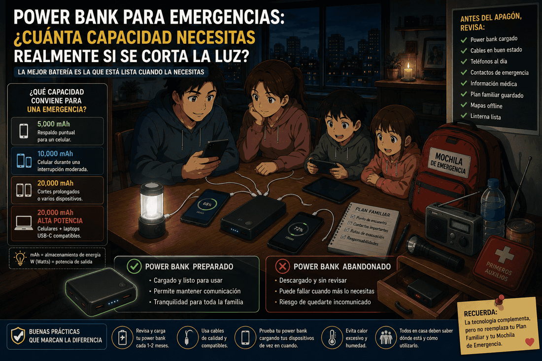 Power bank para emergencias: ¿Cuánta capacidad necesitas si se corta la luz?