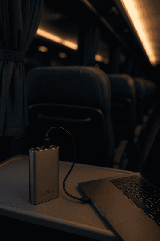 Compara capacidades y potencias reales para bus y avión. Marcas en Perú (Xiaomi, Baseus, UGREEN) y regla de 100 Wh para vuelos.