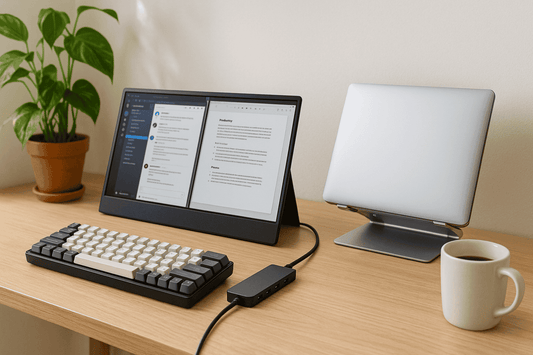 Convierte cualquier mesa en estación de trabajo en Lima con un monitor portátil, hub USB-C y teclado compacto. Guía práctica y checklist.