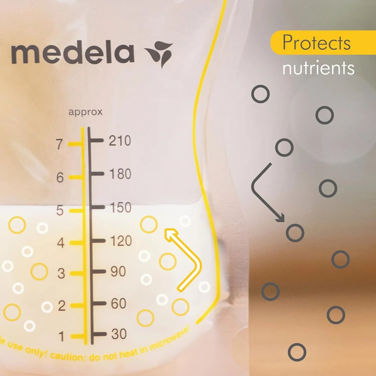 Bolsas autoportantes sin BPA para almacenar leche materna con vertido fácil y protección de nutrientes.