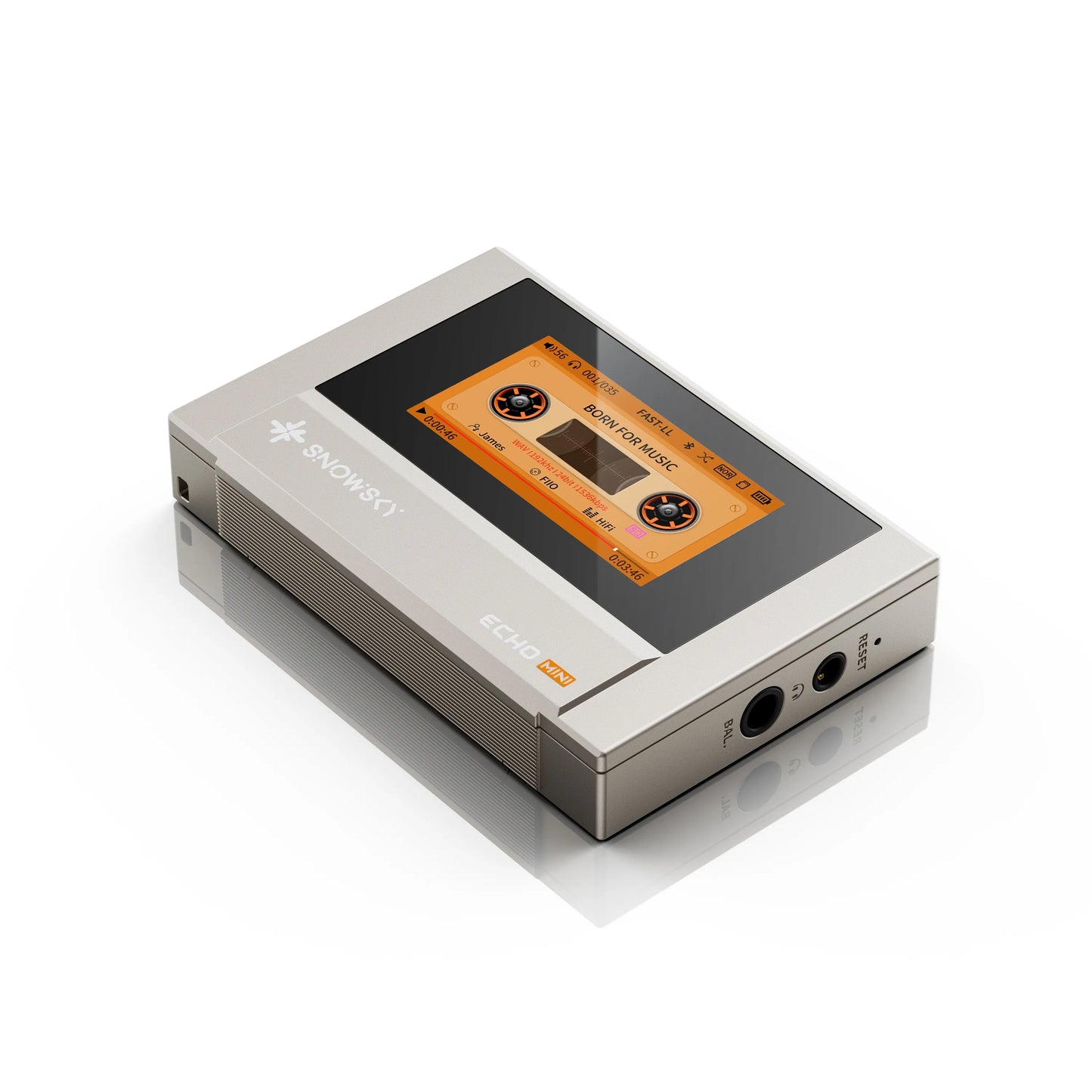 MP3 Echo MINI con 8GB, Bluetooth 5.3, 15 h y pantalla IPS. Expansión microSD hasta 256GB (no incluida). Soporta FLAC/DSD. Compacto y listo para el día a día.