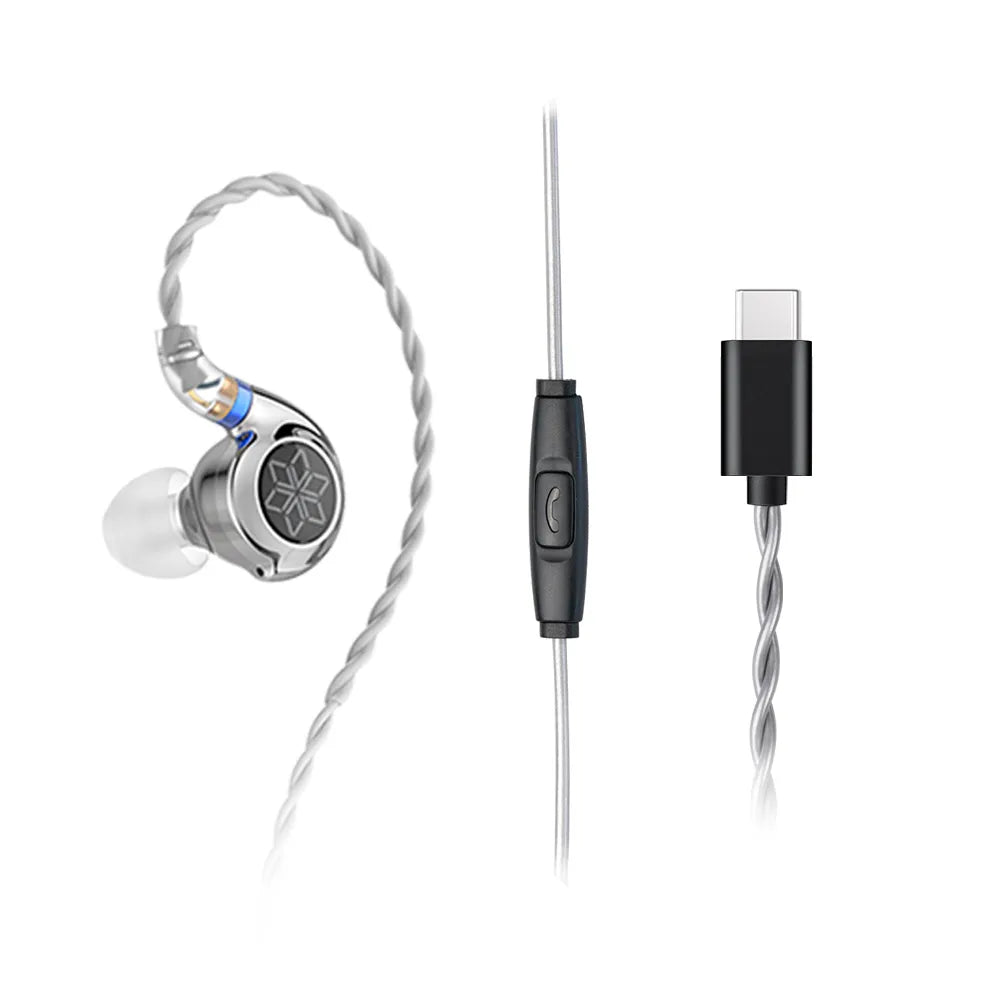 IEM FiiO FD11 con driver dinámico de carbono, doble cámara y doble imán. Graves profundos, 24Ω, cable 0.78 mm (2-pin) y plug 3.5 mm. Carcasa metálica.