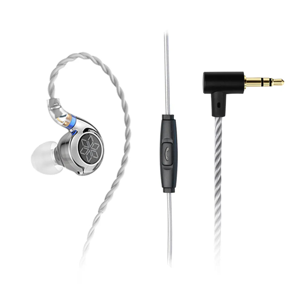 IEM FiiO FD11 con driver dinámico de carbono, doble cámara y doble imán. Graves profundos, 24Ω, cable 0.78 mm (2-pin) y plug 3.5 mm. Carcasa metálica.