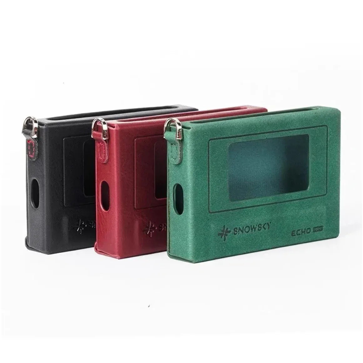 Protege tu Echo Mini con el FiiO SK-Echo-Mini: case retro con cierre magnético, hebilla y acabado PU (negro/rojo) o suede bicolor (verde). Incluye protector.