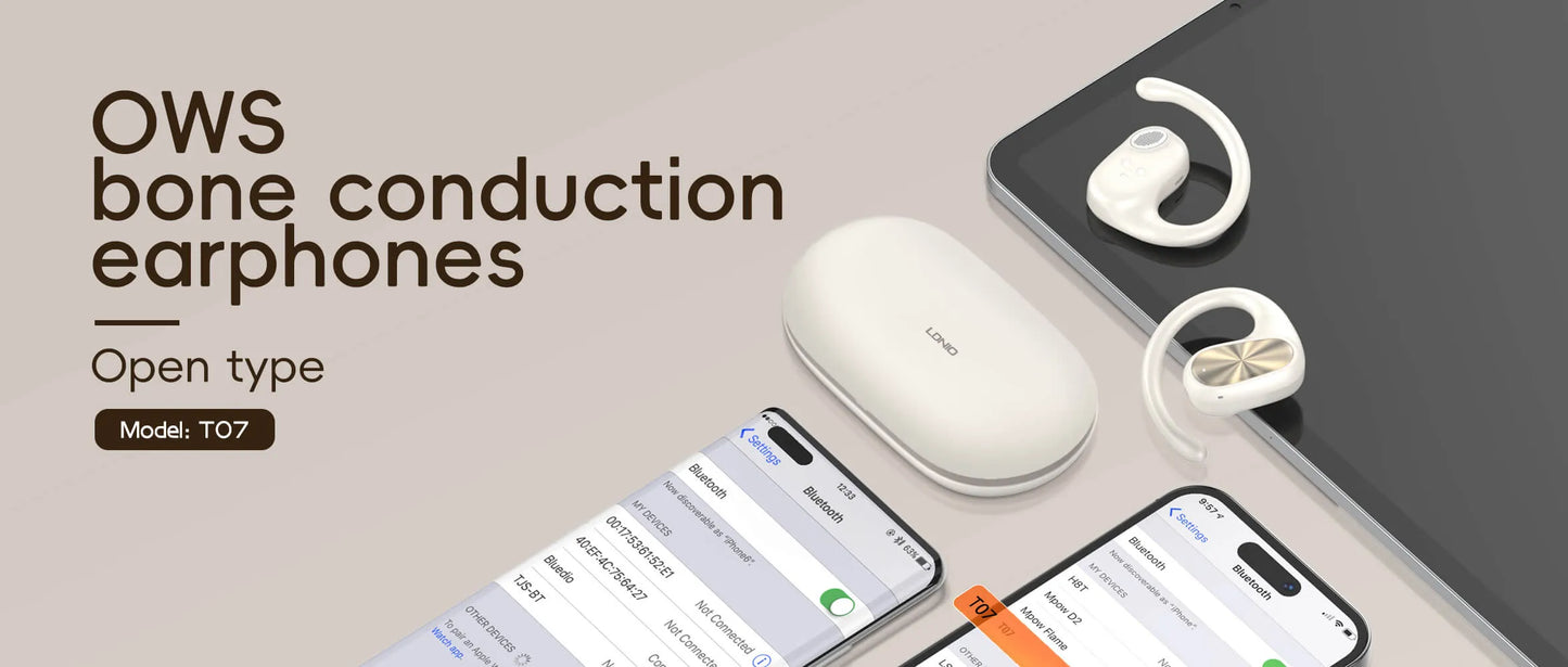 LDNIO T07 con BT 5.3, baja latencia, control táctil y estuche 500 mAh (USB-C). Reducción de ruido y diseño cómodo. Envíos a todo el Perú.