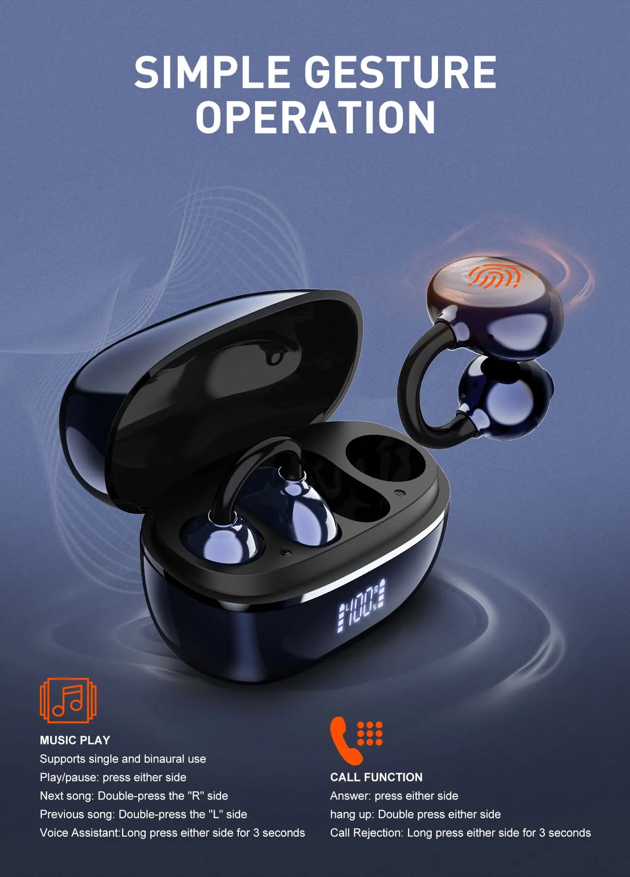 LDNIO T09 con BT 5.4, baja latencia, control táctil y estuche 400 mAh (USB-C). Diseño abierto con clip y reducción de ruido. Envíos a todo el Perú.