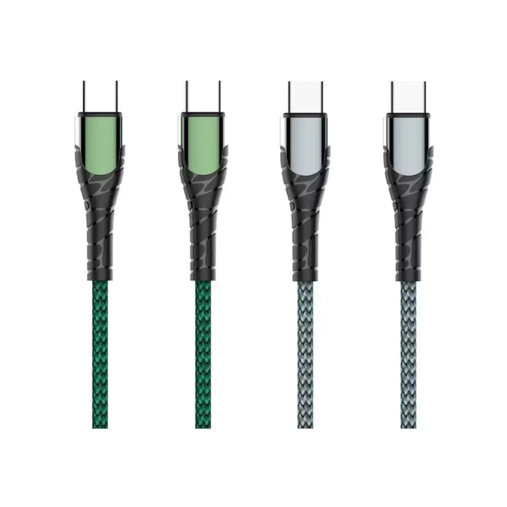 Cable LDNIO LC101 USB-C a USB-C 65W (3A, 1 m), nylon trenzado y 480 Mbps. PD/QC para móvil, tablet y laptop. Envíos a todo el Perú.