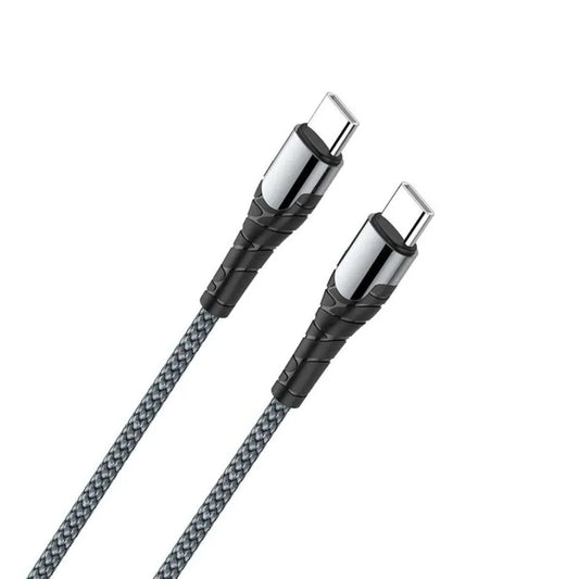 Cable LDNIO LC101 USB-C a USB-C 65W (3A, 1 m), nylon trenzado y 480 Mbps. PD/QC para móvil, tablet y laptop. Envíos a todo el Perú.