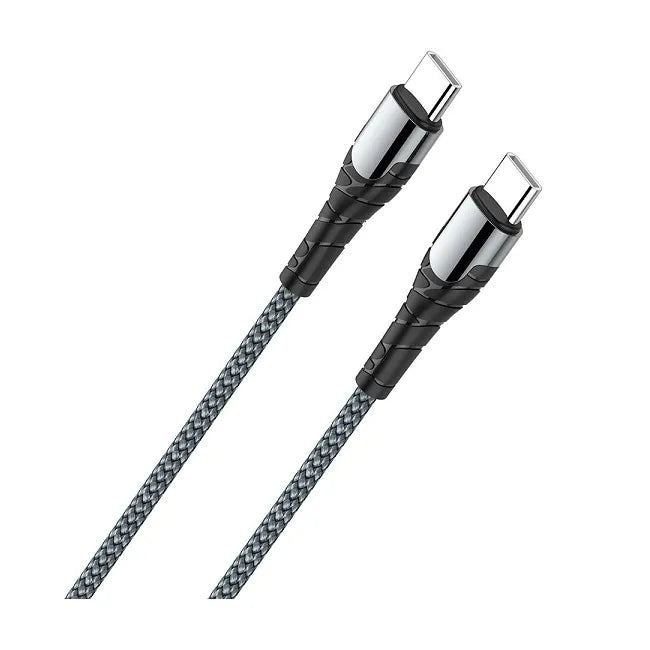 Cable LDNIO LC102 USB-C a USB-C 65W (3A, 2m), nylon trenzado y 480 Mbps. PD/QC3.0 para móvil, tablet y laptop. Envíos a todo el Perú.