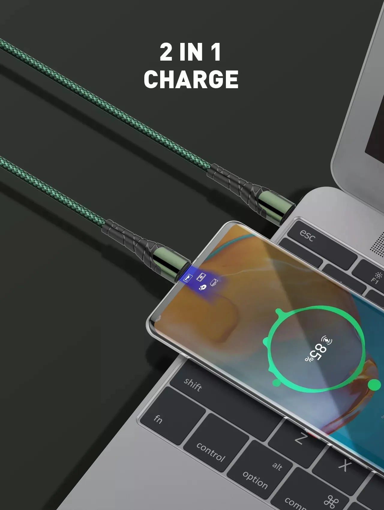 Cable LDNIO LC102 USB-C a USB-C 65W (3A, 2m), nylon trenzado y 480 Mbps. PD/QC3.0 para móvil, tablet y laptop. Envíos a todo el Perú.