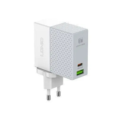LDNIO A2620X (A2620C) 65W con USB-C PD y USB-A, PC ignífugo y 9 protecciones. Incluye cable USB-C y plugs EU/US/UK. Envíos a todo el Perú.