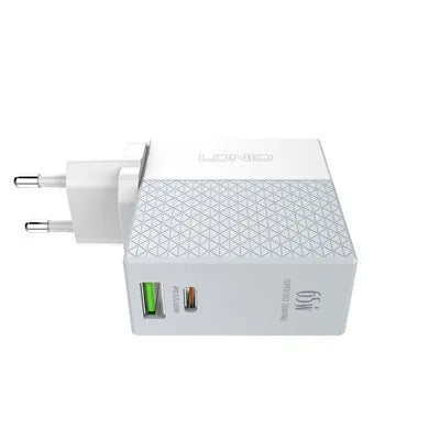 LDNIO A2620X (A2620C) 65W con USB-C PD y USB-A, PC ignífugo y 9 protecciones. Incluye cable USB-C y plugs EU/US/UK. Envíos a todo el Perú.
