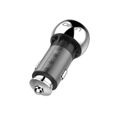 Cargador vehicular LDNIO C1 36W con USB-C PD y USB-A QC3.0, aleación de zinc y 9 protecciones. Compatible 12–24 V. Envíos a todo el Perú.