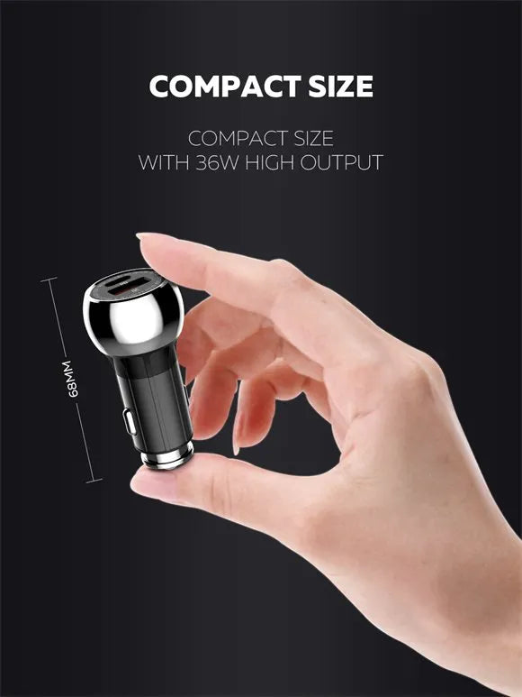 Cargador vehicular LDNIO C1 36W con USB-C PD y USB-A QC3.0, aleación de zinc y 9 protecciones. Compatible 12–24 V. Envíos a todo el Perú.