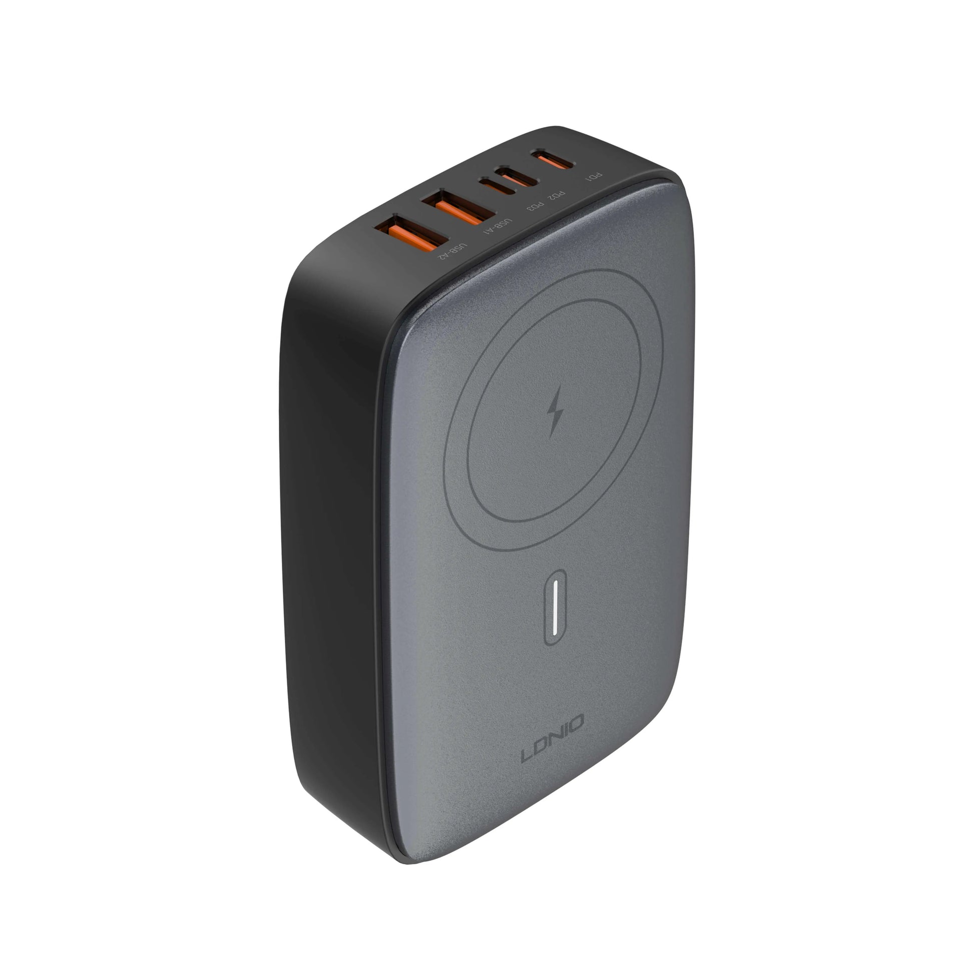 Cargador de escritorio LDNIO Q4010 con GaN 140W, 6 puertos + carga inalámbrica, plugs EU/US/UK y 9 protecciones. Ideal para laptop y móvil.