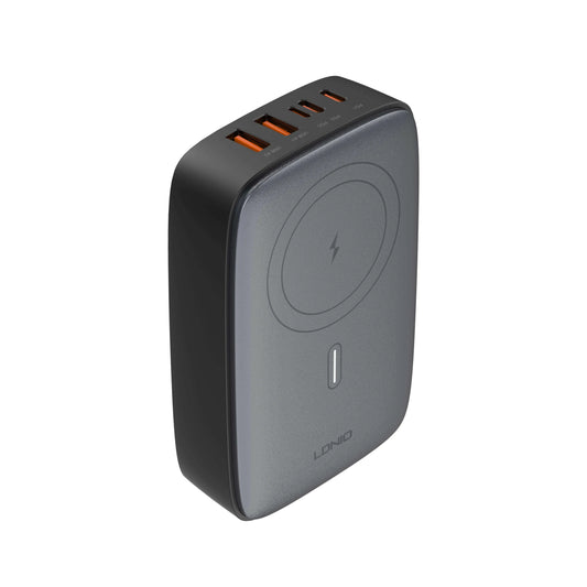 Cargador de escritorio LDNIO Q4010 con GaN 140W, 6 puertos + carga inalámbrica, plugs EU/US/UK y 9 protecciones. Ideal para laptop y móvil.