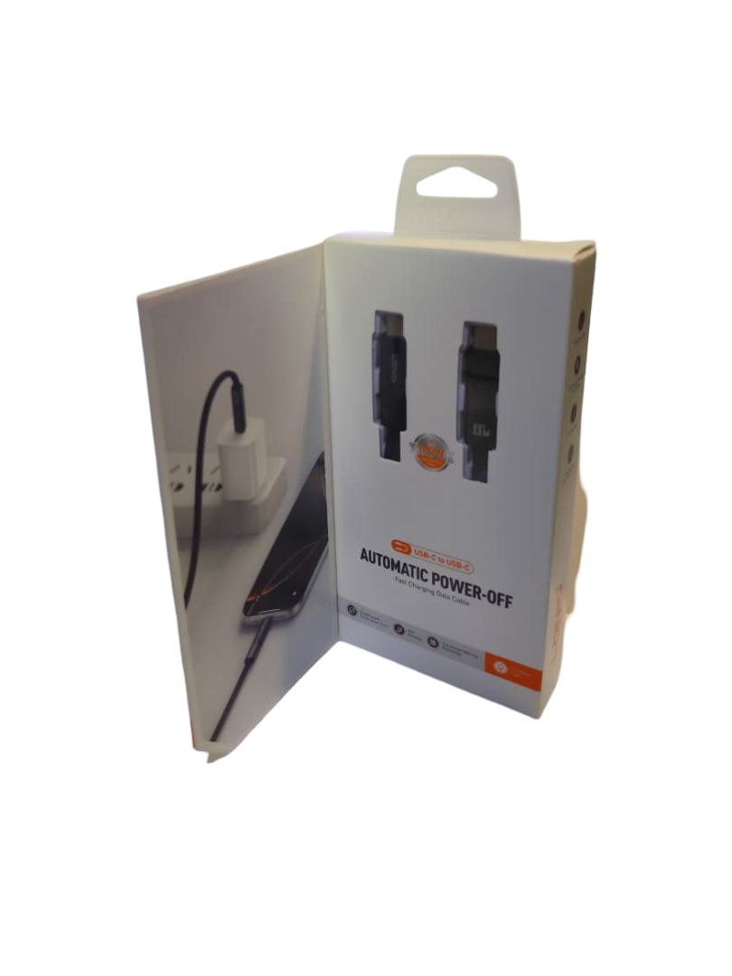 Cable LDNIO LC241C USB-C a USB-C de 100W, 1 m, PD, datos 480 Mbps y apagado automático. Ideal para laptops, tablets y smartphones.