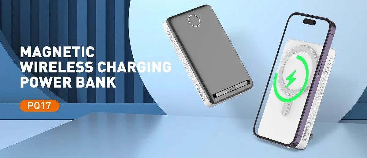 LDNIO PQ17 con 10,000 mAh, carga inalámbrica magnética 15W, USB-C/USB-A hasta 22.5W, entrada 18W y 9 protecciones. Envíos a todo el Perú.