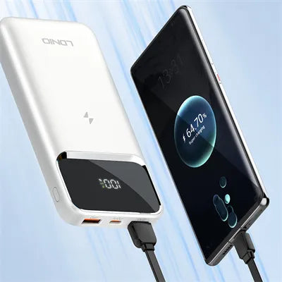 LDNIO PQ18 con 20,000 mAh, wireless magnético 15W, USB-C/USB-A hasta 22.5W, entrada 18W y 9 protecciones. Envíos a todo el Perú.