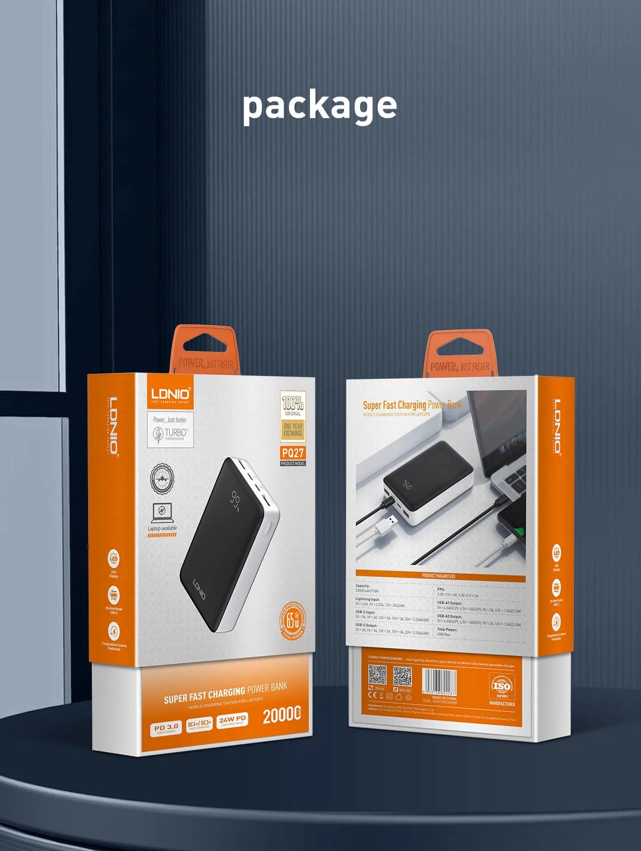 LDNIO PQ27 con 20,000 mAh, USB-C 65W bidireccional y 2×USB-A 22.5W. Power bank rápido y seguro con 9 protecciones. Envíos a todo el Perú.