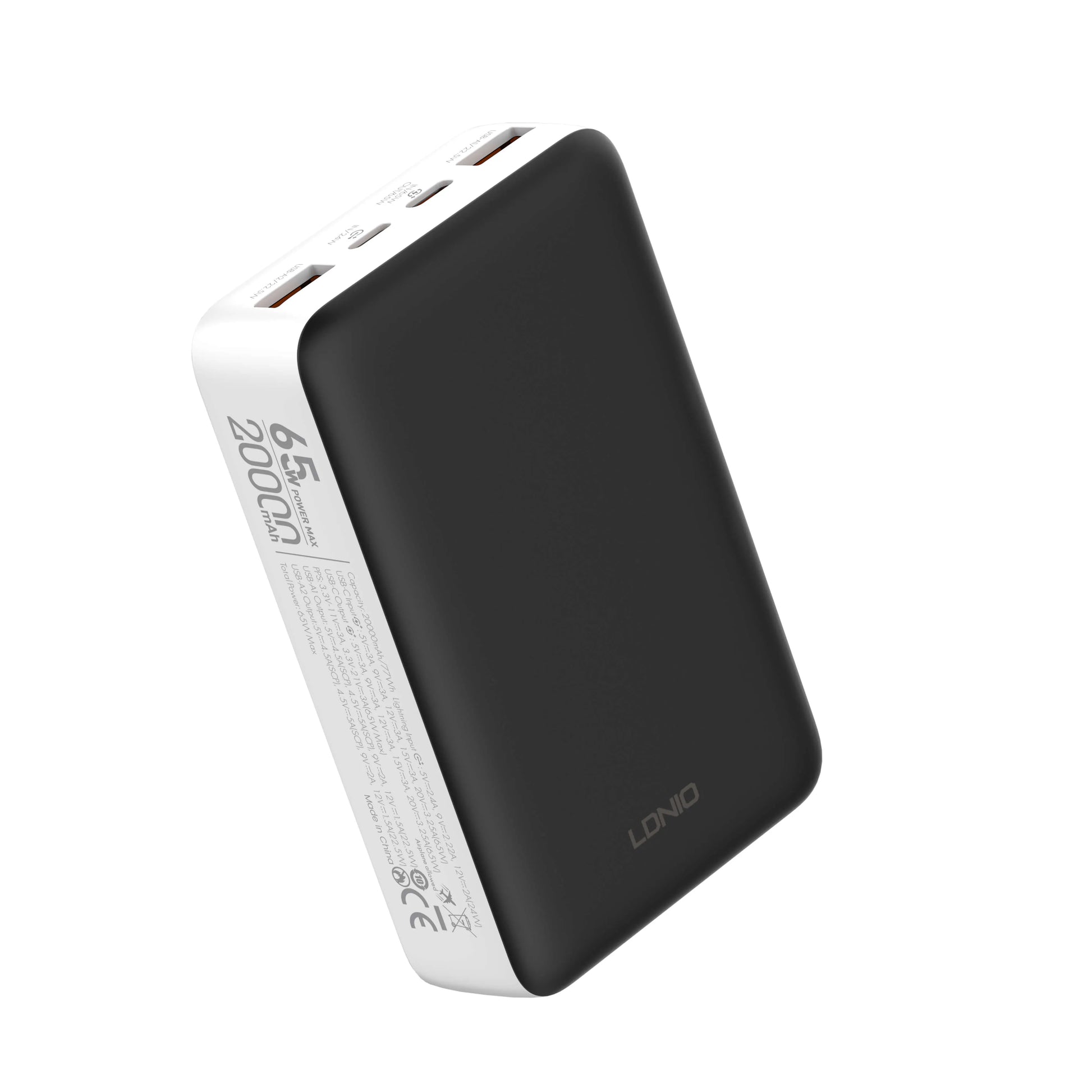 LDNIO PQ27 con 20,000 mAh, USB-C 65W bidireccional y 2×USB-A 22.5W. Power bank rápido y seguro con 9 protecciones. Envíos a todo el Perú.