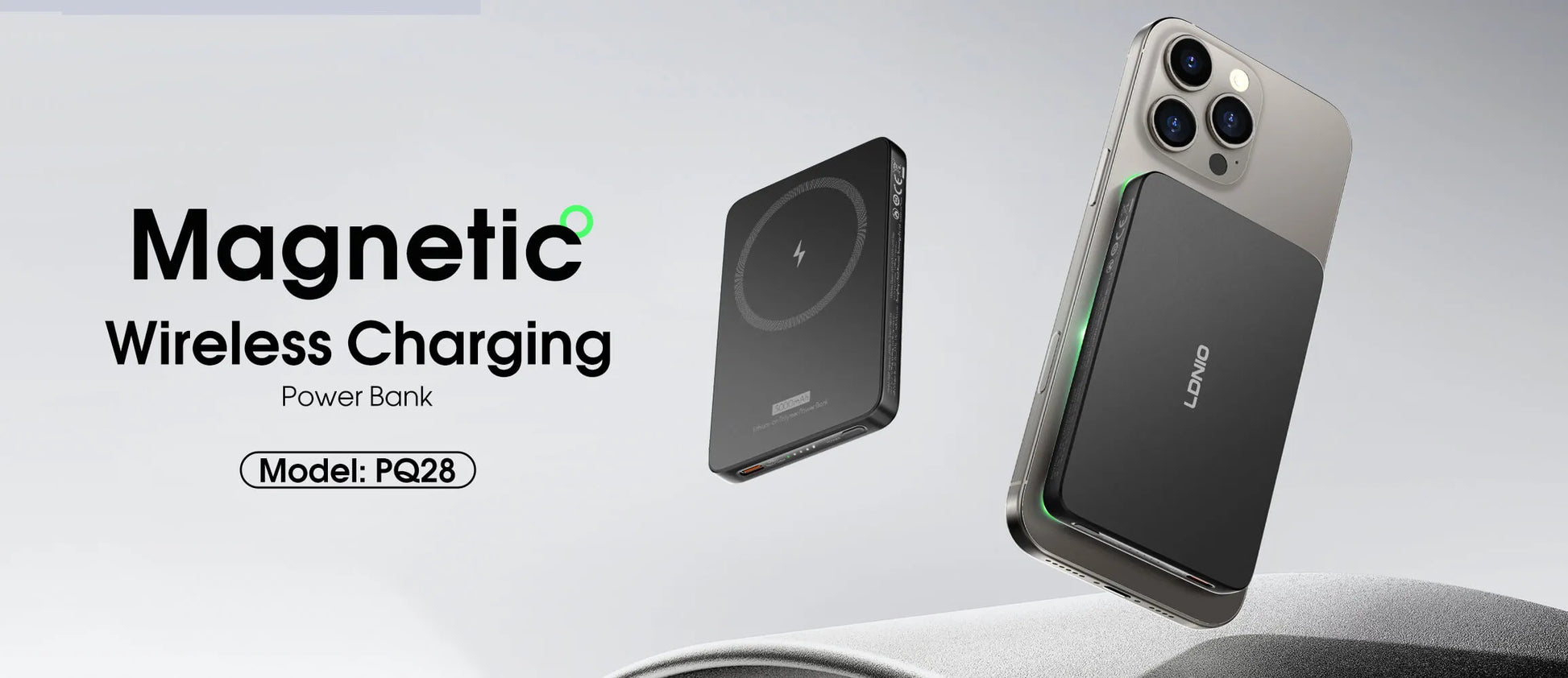 Power bank LDNIO PQ28 5000 mAh: 15W inalámbrico magnético, USB-C PD 20W, 119 g y diseño ultradelgado. Ideal para iPhone/Android. Envíos a todo el Perú.