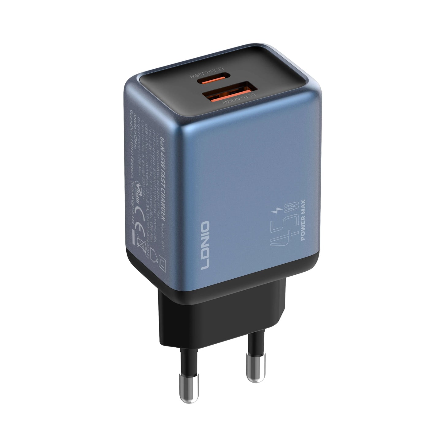 LDNIO Q12 – Cargador GaN 45W (USB-C + USB-A)