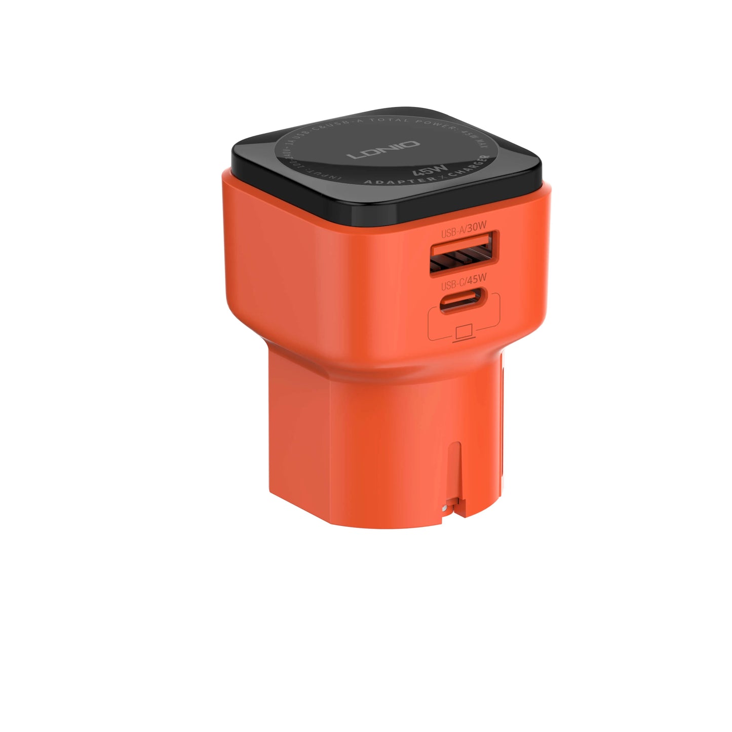 Adaptador universal global LDNIO Q2420 con US/UK/EU/AU y cargador rápido 45W (USB-C PD + USB-A). Compacto, seguro y perfecto para viajes.