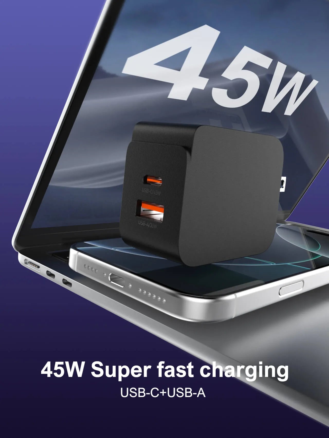 LDNIO Q3 – Cargador súper rápido 45W (USB-C + USB-A)