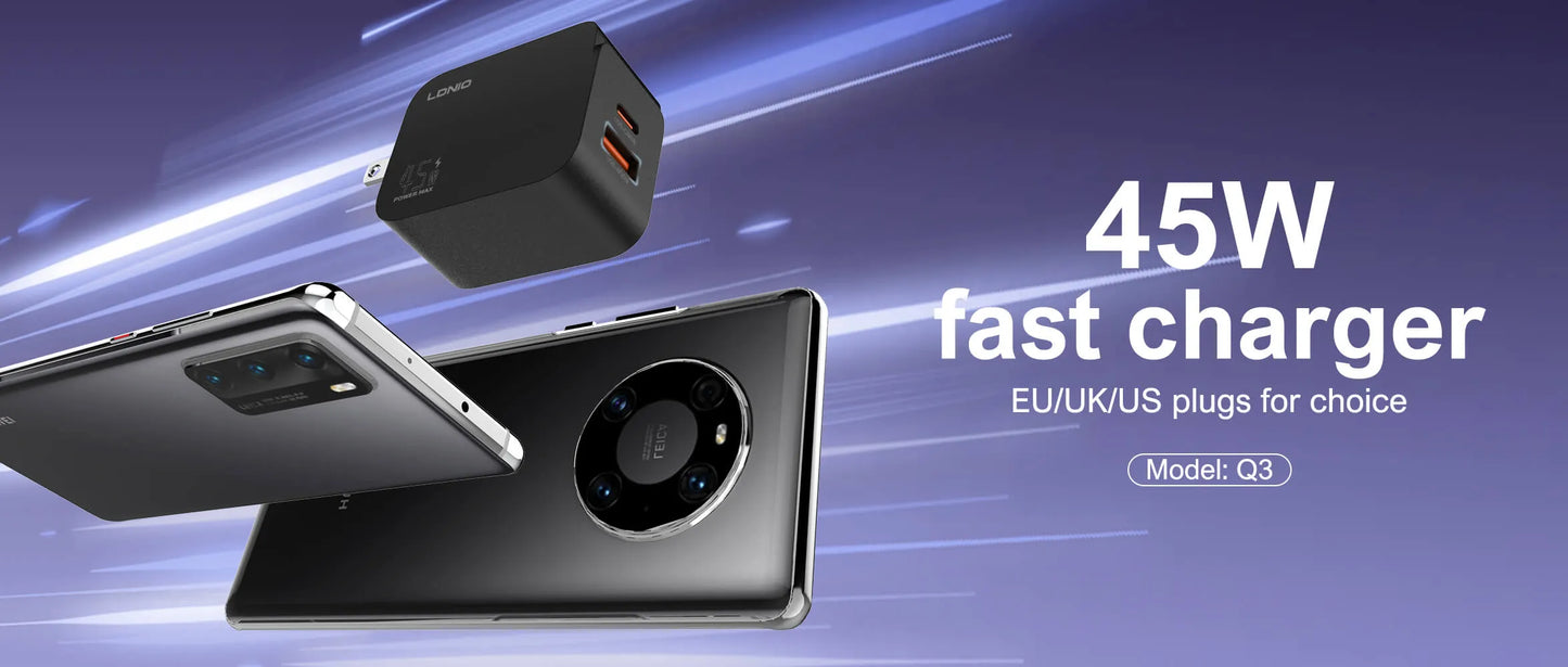 LDNIO Q3 – Cargador súper rápido 45W (USB-C + USB-A)
