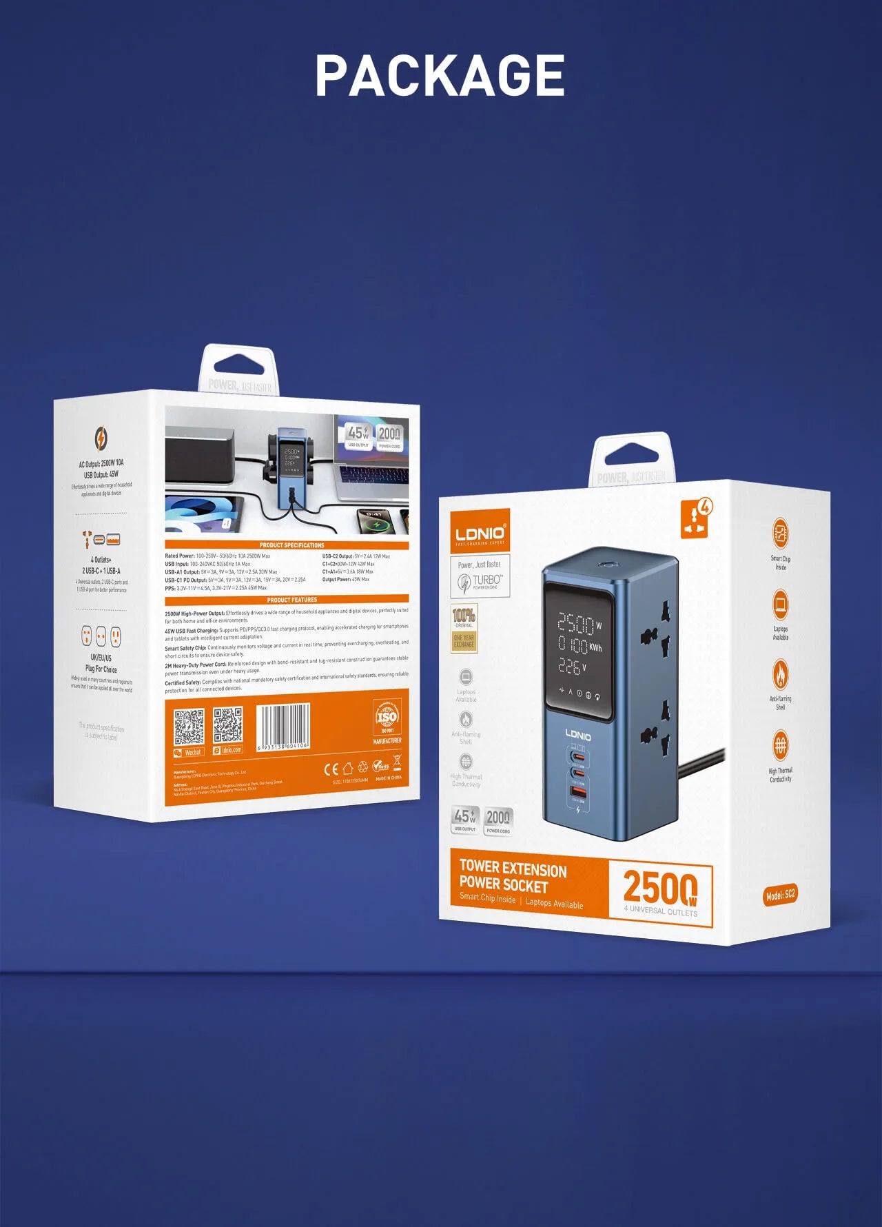 Regleta/Hub LDNIO SC2: hasta 45W, puertos USB-C/USB-A, luz LED, protecciones y diseño compacto. Menos cargadores, menos cables en tu escritorio.