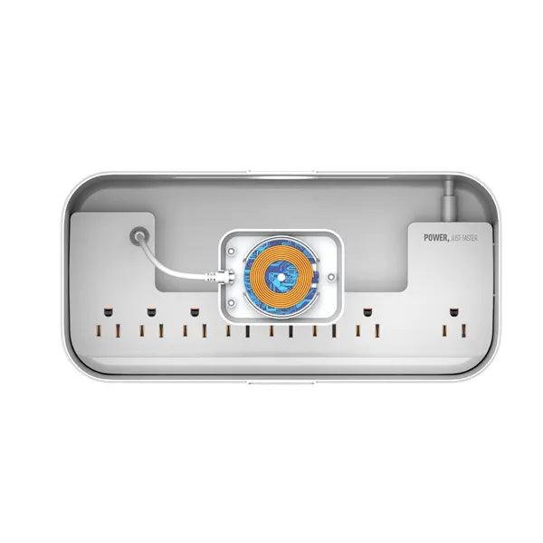 Ordena tu escritorio con la LDNIO SN5311W: regleta con caja organizadora, Qi 15W, USB-C PD 20W y USB-A QC. Cable 2 m, botón maestro y 9 protecciones.