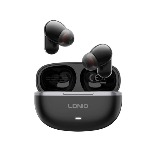 Audífonos LDNIO T13 TWS con Bluetooth 5.4, control táctil, reducción de ruido y hasta 20 h con estuche USB-C. Compactos y cómodos.