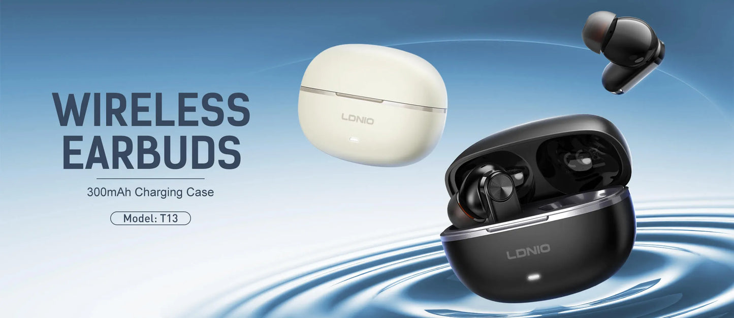LDNIO 🎧 T13 – Audífonos TWS Bluetooth 5.4, baja latencia, hasta 20 h con estuche y USB-C