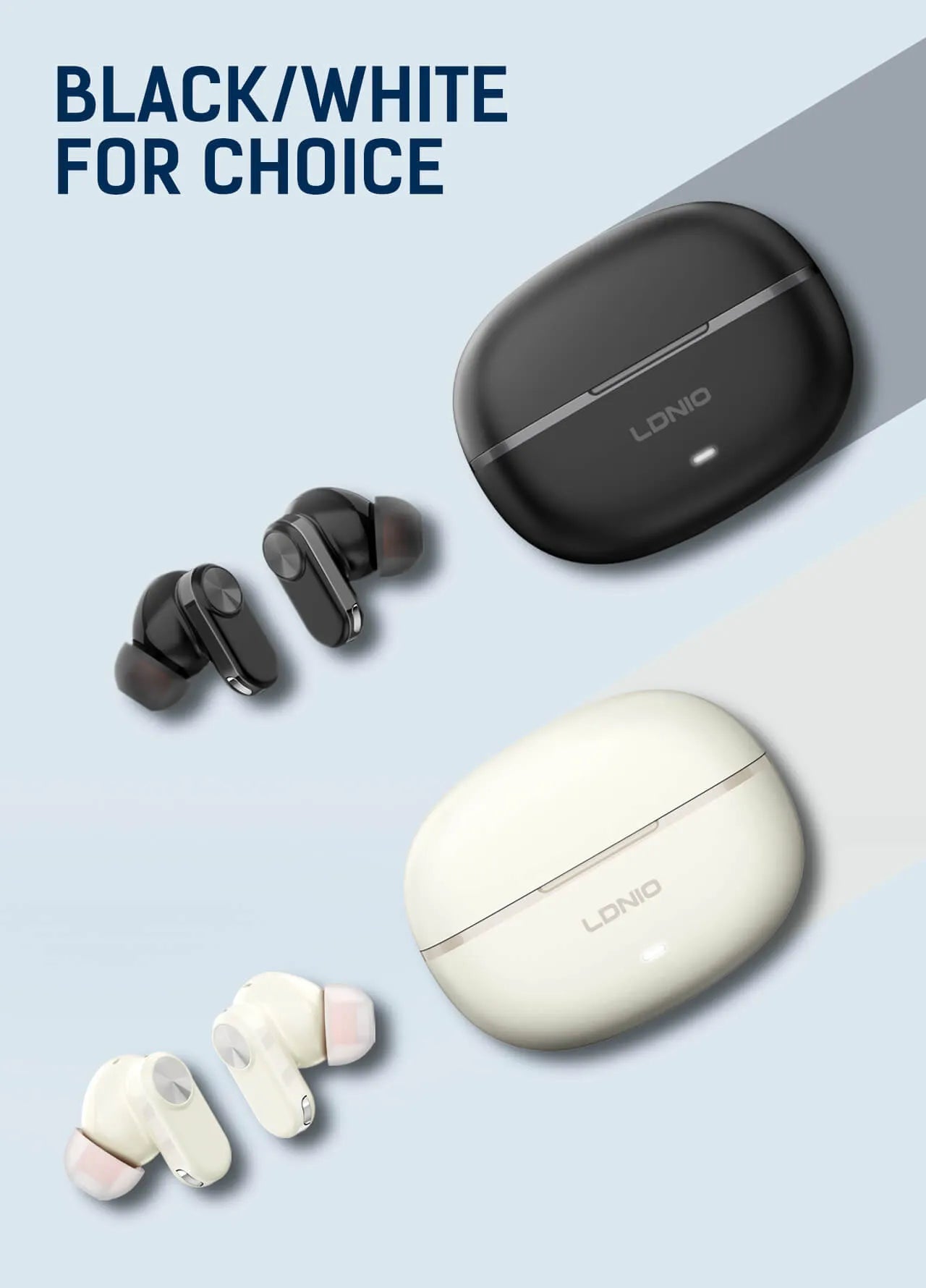 LDNIO 🎧 T13 – Audífonos TWS Bluetooth 5.4, baja latencia, hasta 20 h con estuche y USB-C