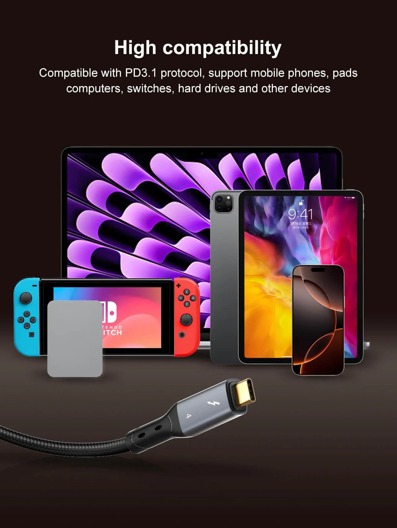Cable LDNIO TC-11C USB-C a USB-C con 240W, 40 Gbps y video 8K/60Hz. 1 m, reforzado y listo para laptops, monitores y consolas.