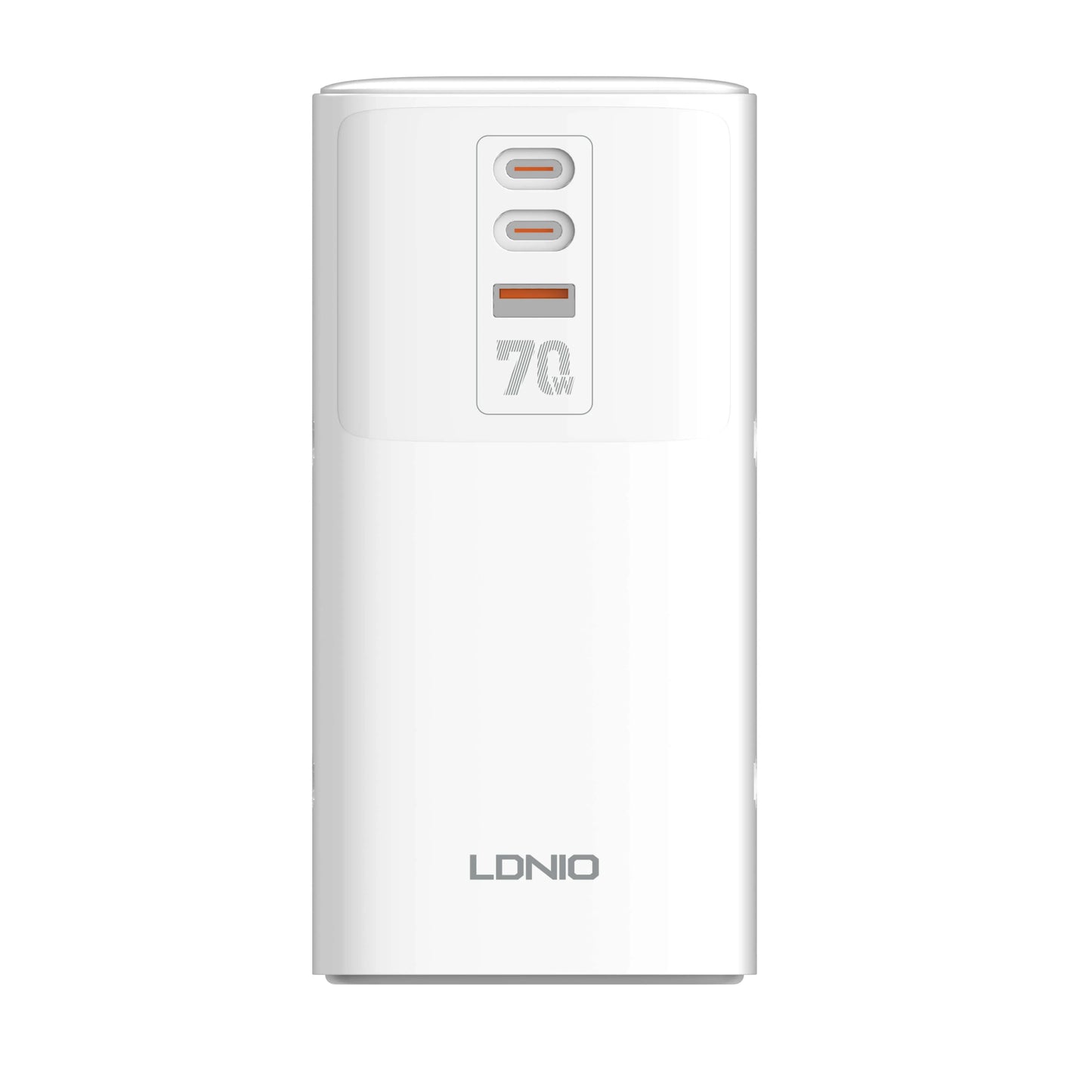 LDNIO SC4383 con 4 tomas universales, USB 70 W (2×USB-C + 1×USB-A), cable 2 m y 2500 W. Ideal para escritorio y home office. Envíos a todo el Perú.