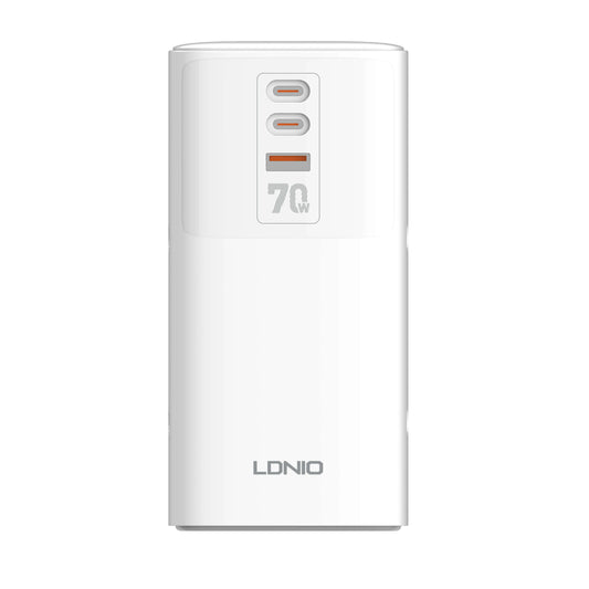 LDNIO SC4383 con 4 tomas universales, USB 70 W (2×USB-C + 1×USB-A), cable 2 m y 2500 W. Ideal para escritorio y home office. Envíos a todo el Perú.