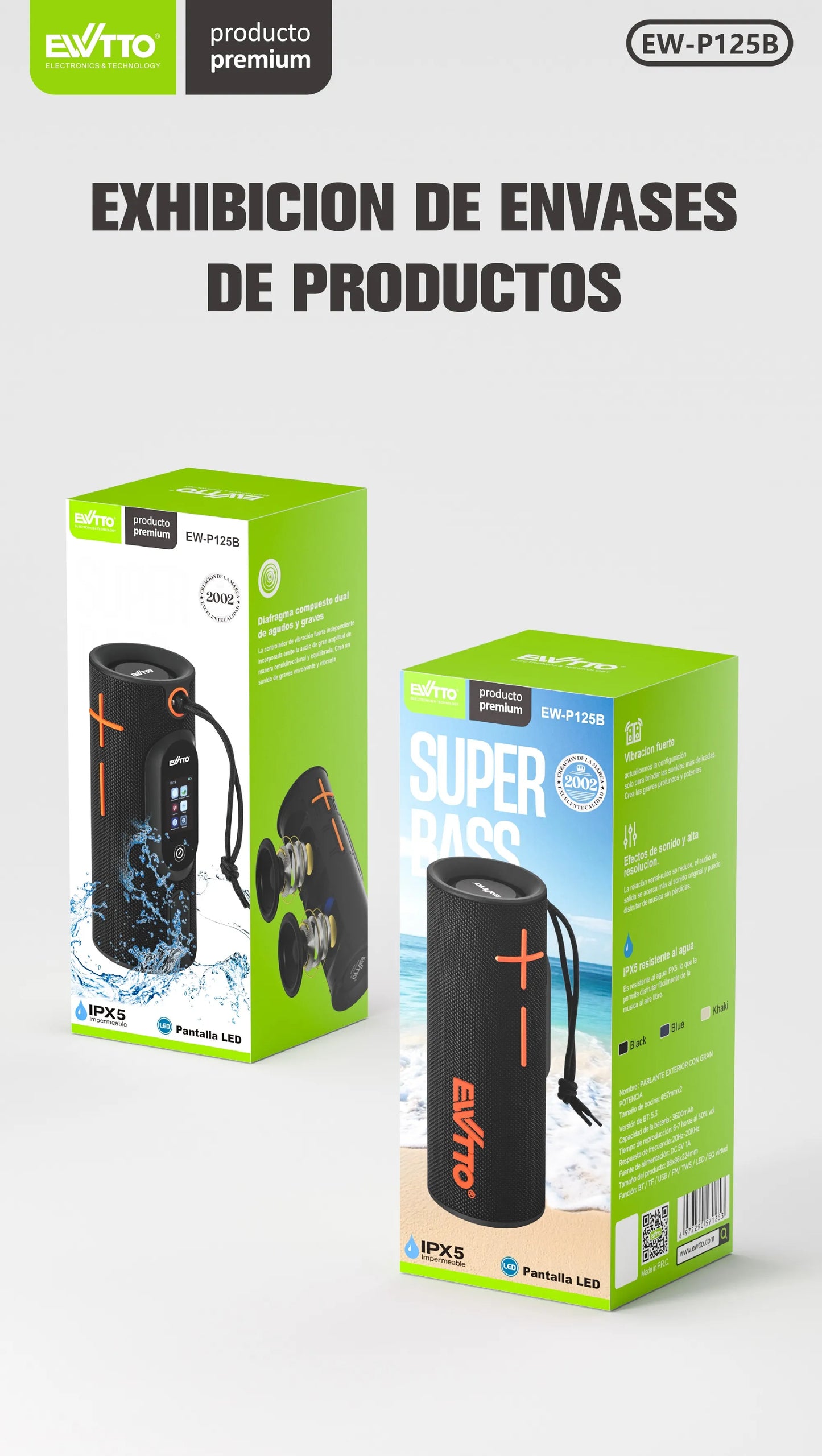 🔊 Parlante Bluetooth 20W para exteriores. Pantalla táctil, resistencia al agua IPX5, batería 3600mAh y bocinas de 57mm. ¡Compra ahora y vive la música! 🚀
