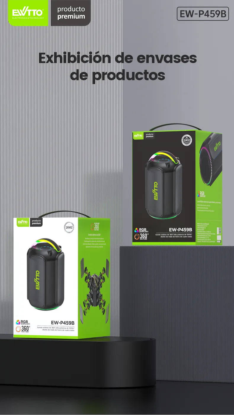 🔊 Parlante Bluetooth 100W con sonido 360°, luces RGB y resistencia al agua IPX5. Hasta 10h de reproducción. ¡Compra ahora y enciende la música!