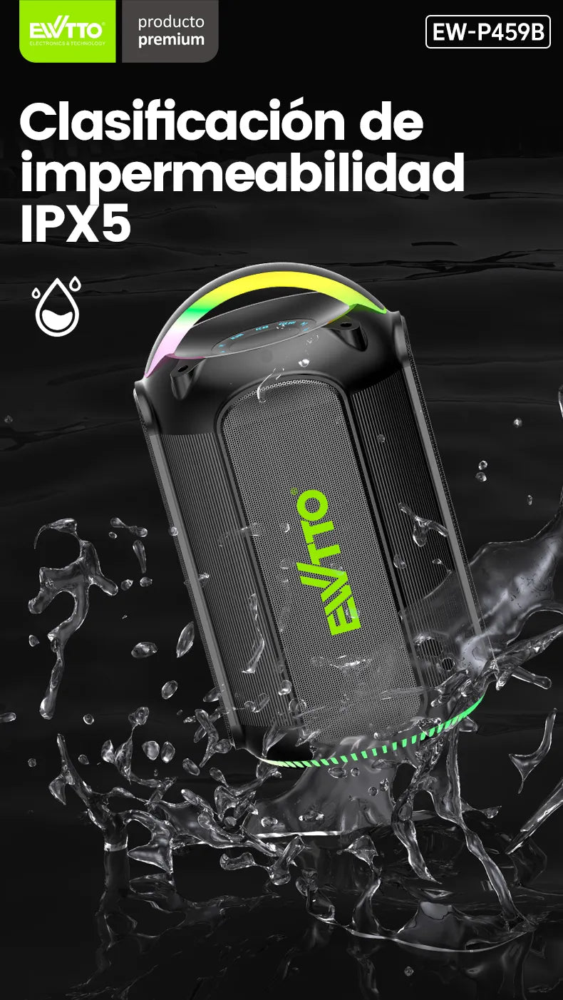 🔊 Parlante Bluetooth 100W con sonido 360°, luces RGB y resistencia al agua IPX5. Hasta 10h de reproducción. ¡Compra ahora y enciende la música!