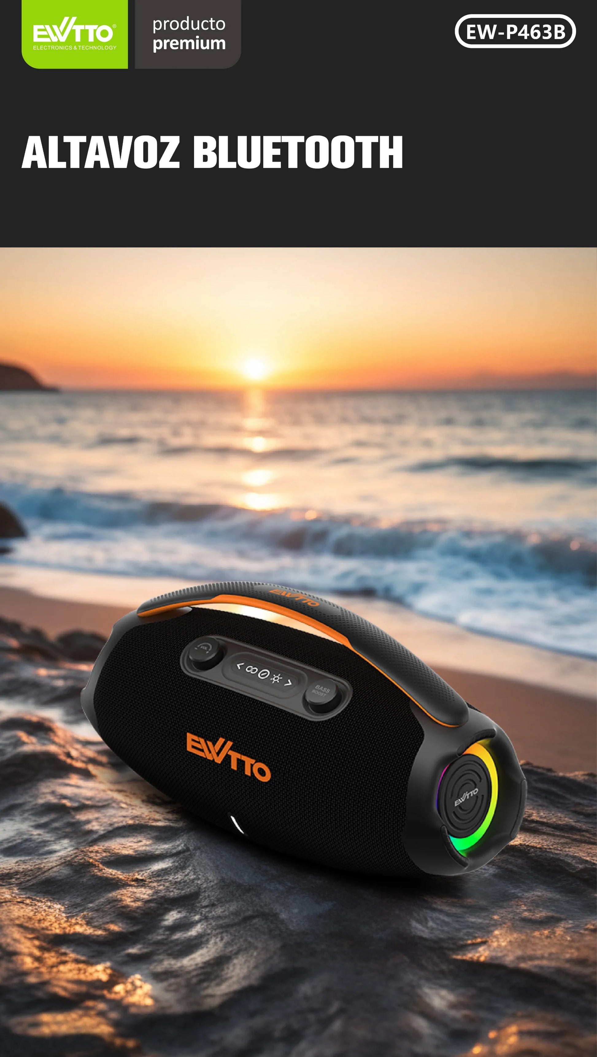 🔊 Parlante Bluetooth de 60W con TWS, IPX5 y 2 bocinas de 78mm. Ideal para exteriores. Hasta 8 horas de música potente. ¡Compra ahora!